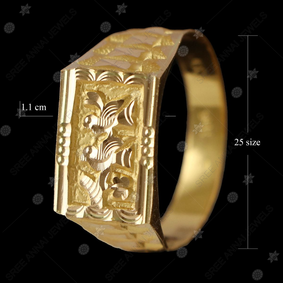 Premium Yellow Gold Saddle Ring with Stones – Bling King