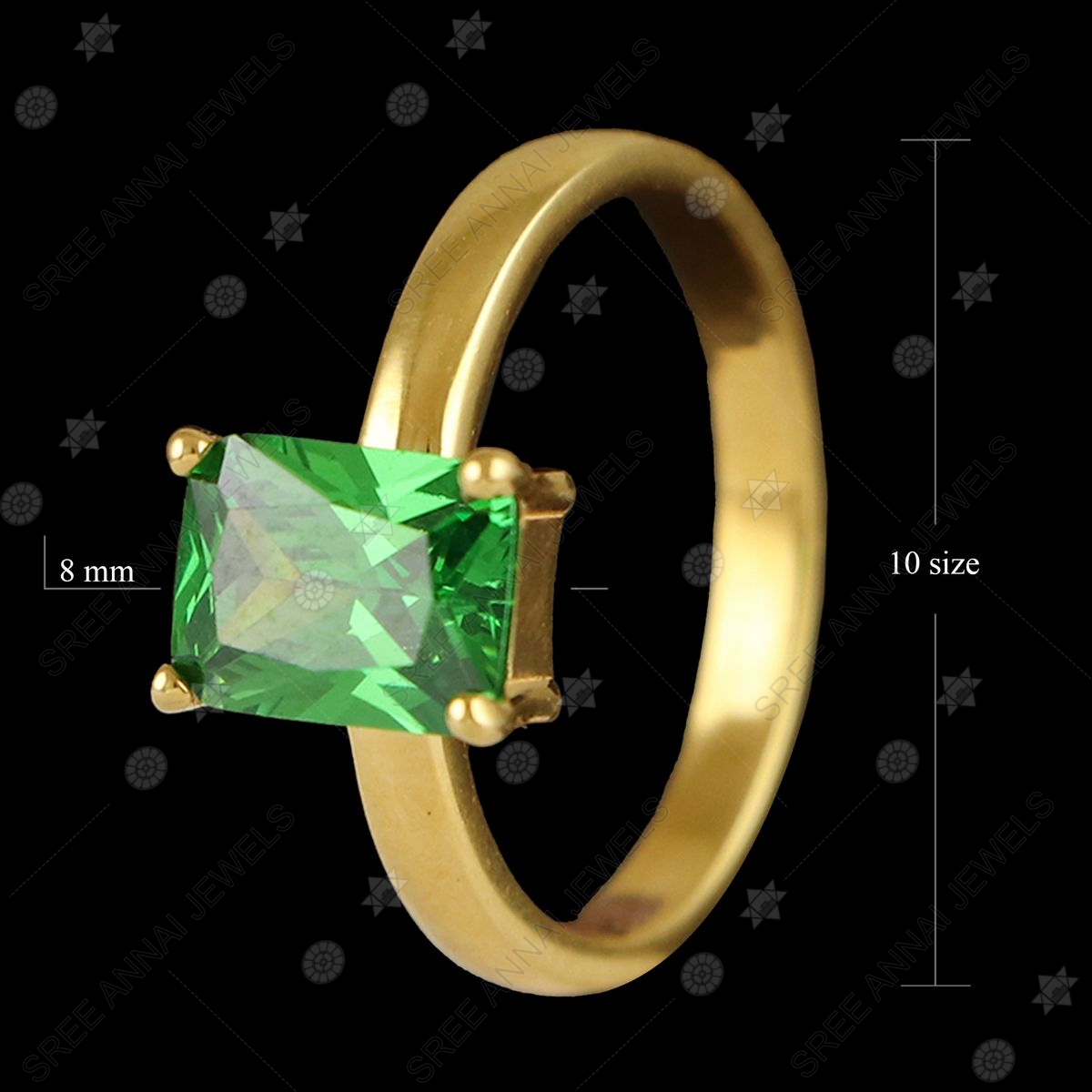 Premium Photo | A ring with a green stone and a diamond on it