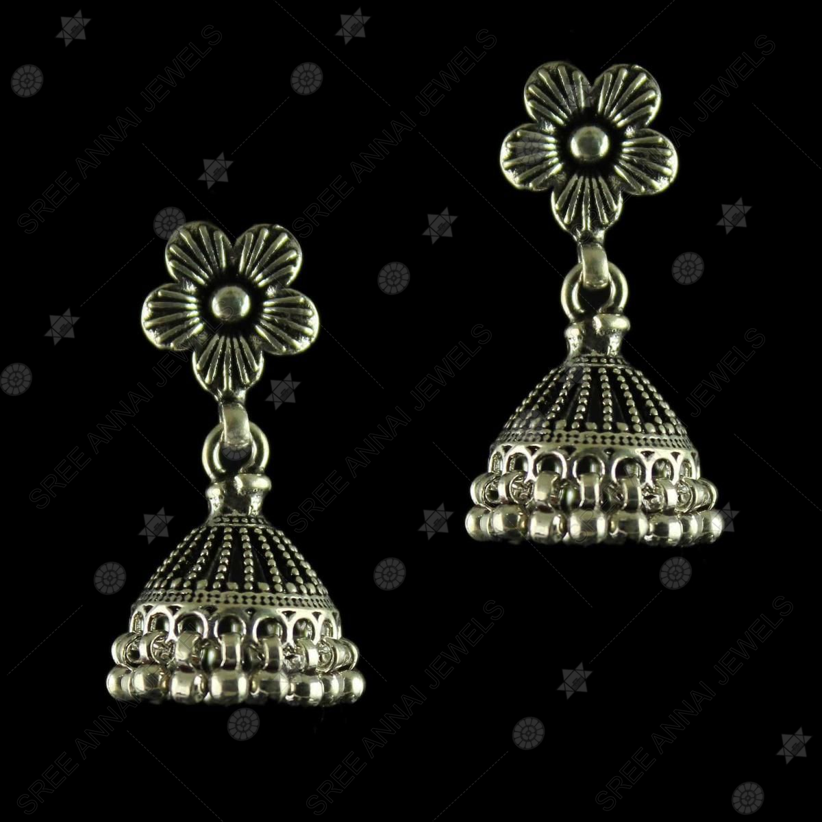 Phiroza Husani Embellished Jhumkas | Green, Silver Alloy, Kundan, Earrings  | Online earrings, Silver jewelry fashion, Fancy jewellery designs