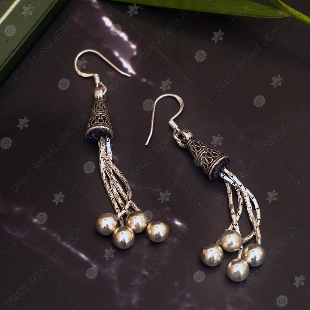 Alloy Pear Silver Look Alike Oxidized Hooks Earrings, Size: 8CM at best  price in Rajkot