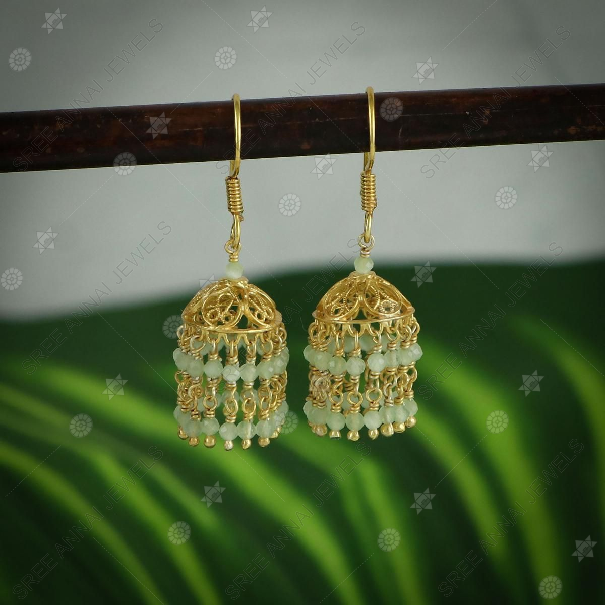 Yellow Chimes Stylish Wine Traditional Jhumka Green Golden Earrings for  Women and Girls : Amazon.in: Fashion